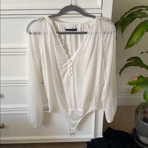 Abercrombie Button Down Sheer Blouse Bodysuit